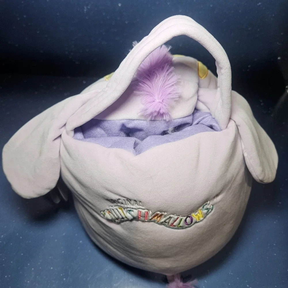 Squishmallows Delzi The Donkey Easter Basket Plush Collectible, Purple / Floral
